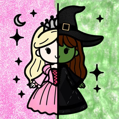 split princess and witch