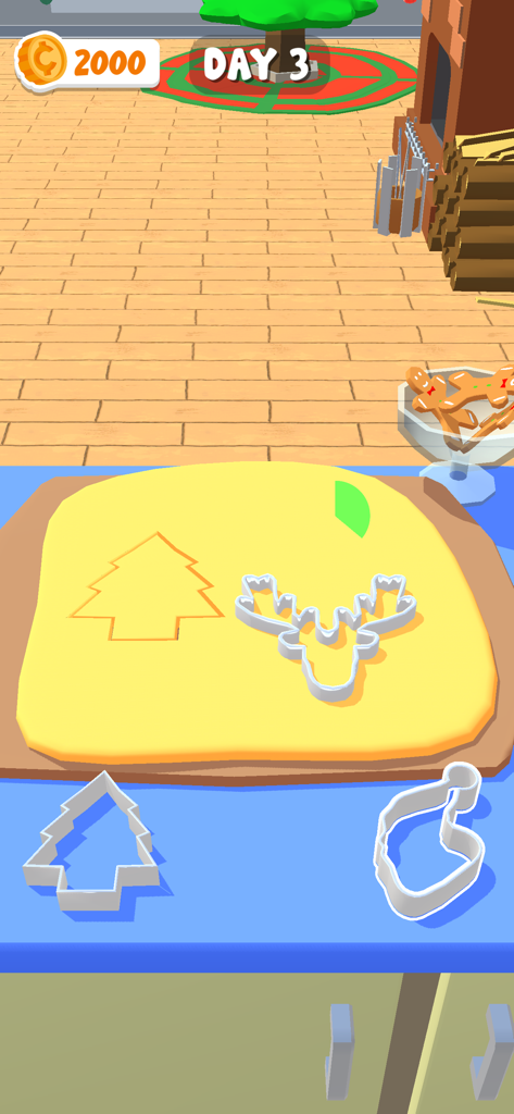 Holiday Home 3D - Cutting Christmas cookies in the Holiday Home 3D mobile game