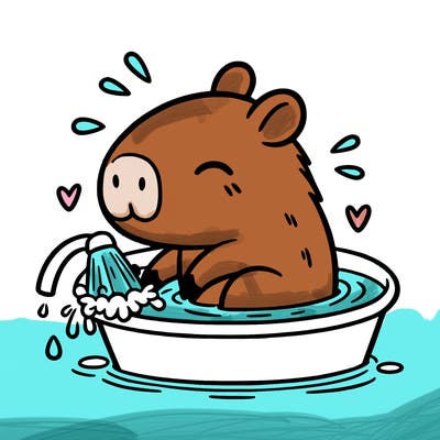 capybara taking a bath