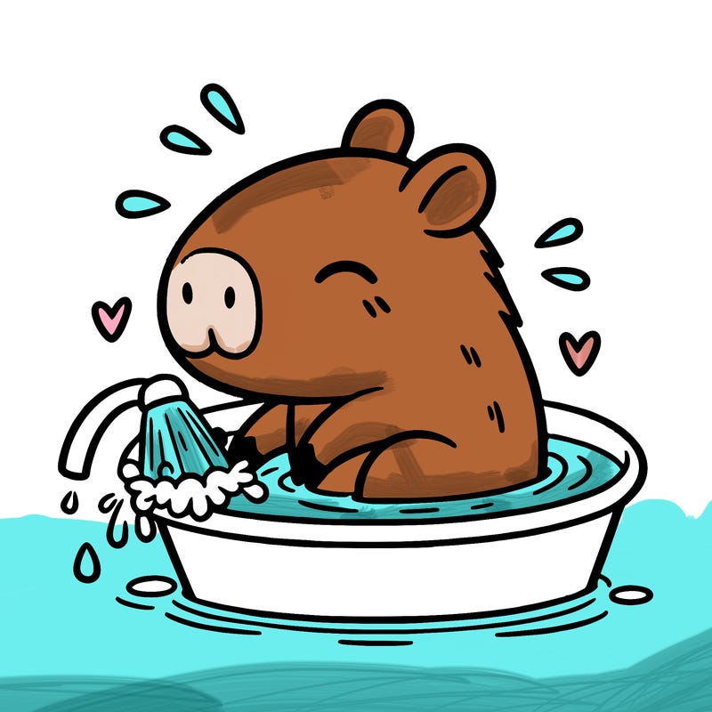 capybara taking a bath