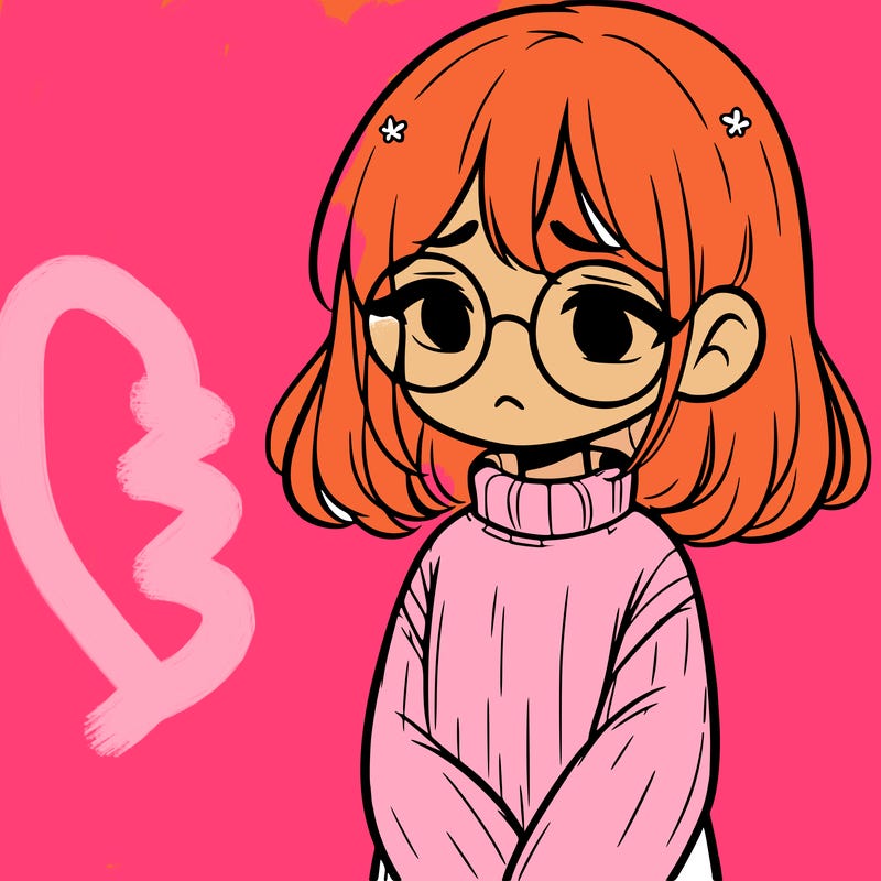 sad girl with glasses in a sweater