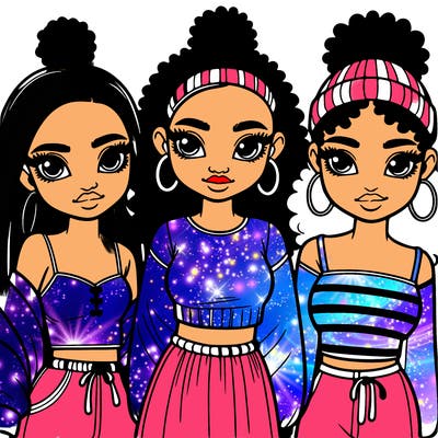three black girl teenagers