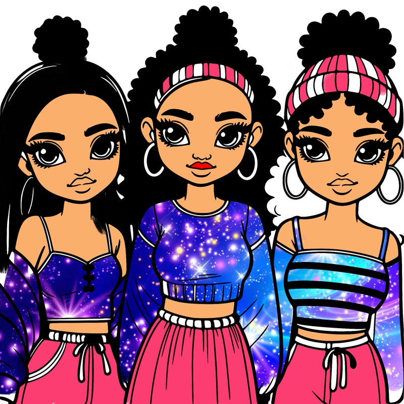 three black girl teenagers