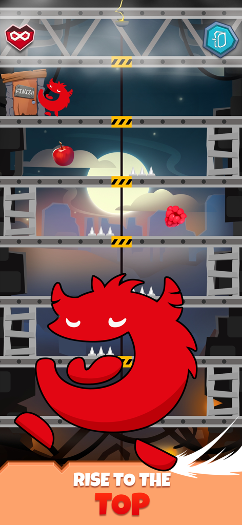 Run Up - Nifty-Lifty - Personaje rojo Spike escalando pisos para llegar a la cima en el juego arcade Run Up Nifty Lifty