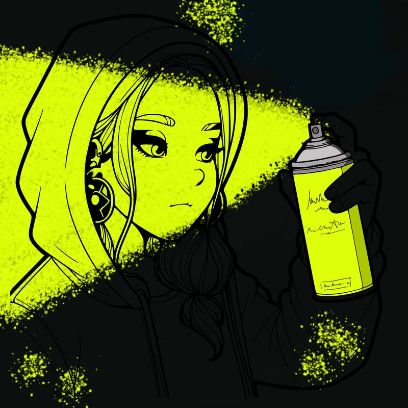 a realistic girl, spray painting