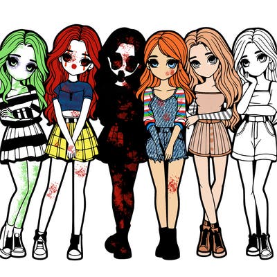 a group of girls realistic