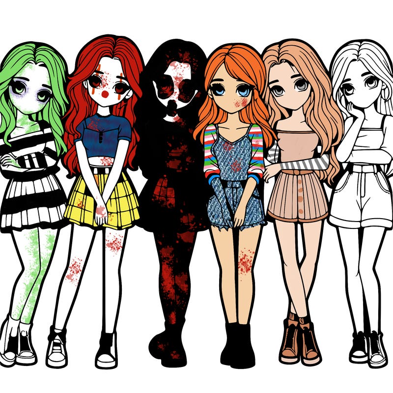 a group of girls realistic