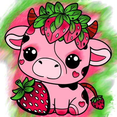 cute strawberry cow