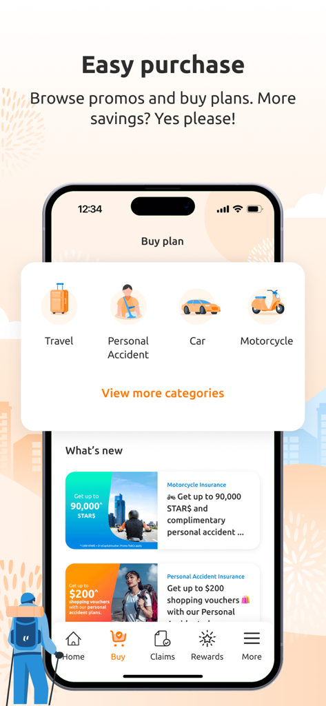 Mobile interface of the My Income app showing different insurance plan categories including travel and car.