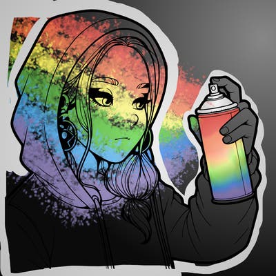 a realistic girl, spray painting