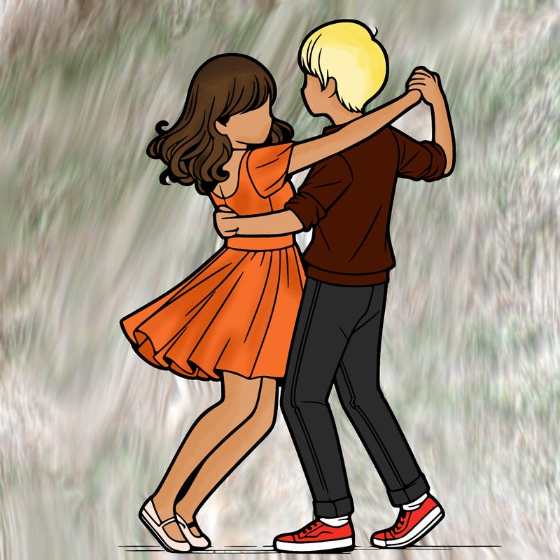 realistic girl dancing with a realistic boy