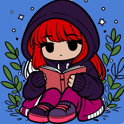 girl in oversized hoodie reading a book