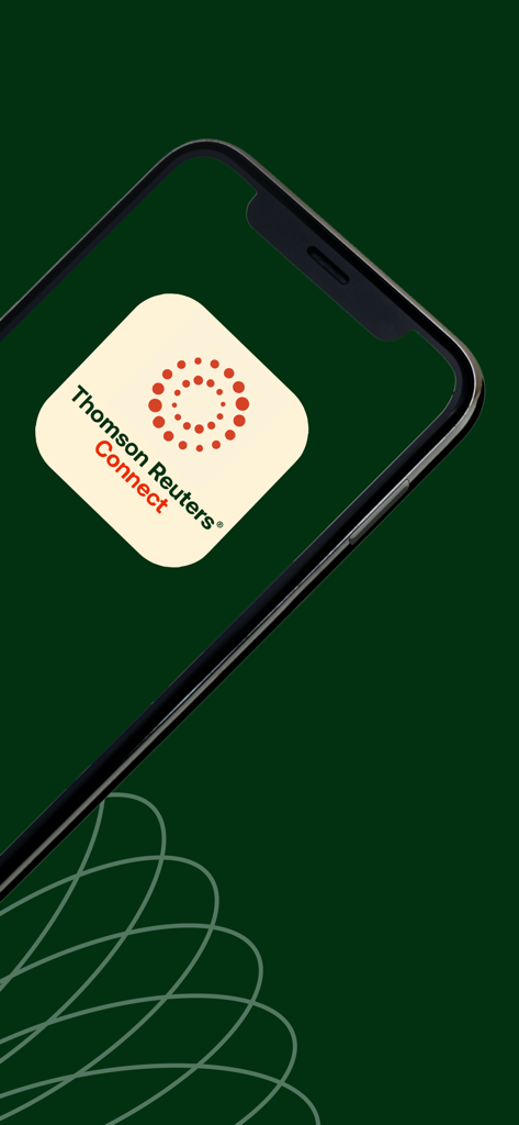 Logotipo de la aplicación Thomson Reuters Connect mostrado en la pantalla de un teléfono móvil.