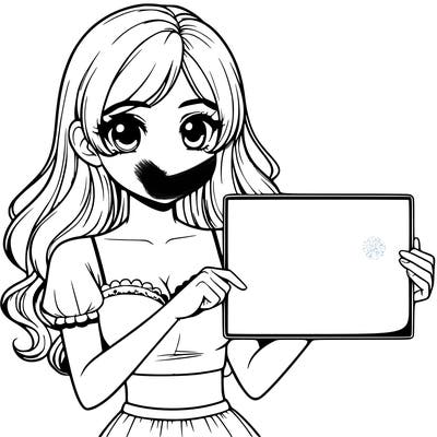 realistic pretty girl holding blank sign