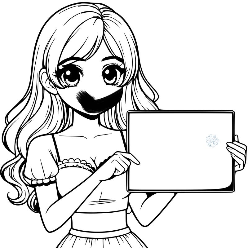 realistic pretty girl holding blank sign