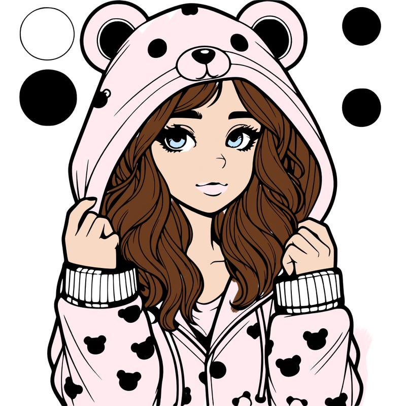 realistic girl in a animal pjs hoodie