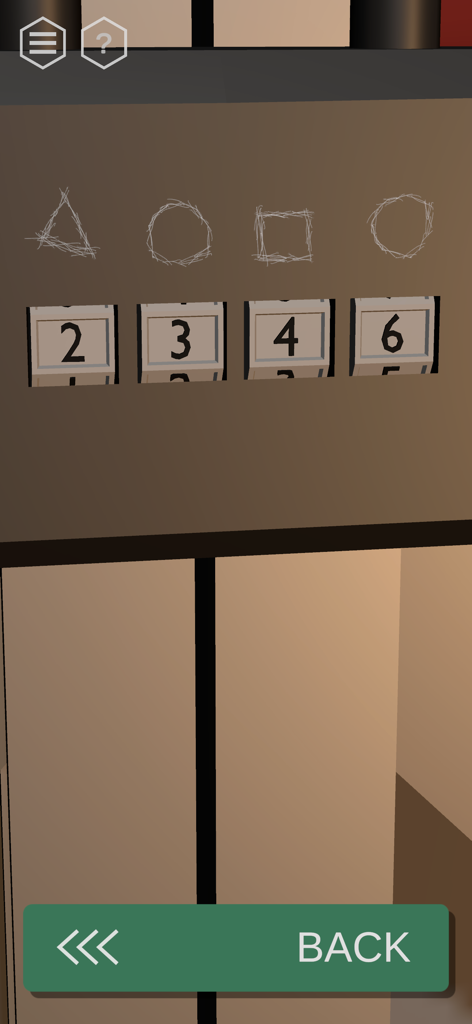 Un gros plan d'un puzzle de serrure à quatre chiffres avec des symboles géométriques au-dessus de chaque chiffre