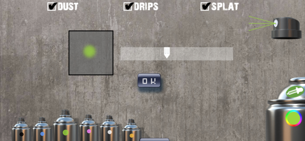 Graffiti Spray Can Art - KING - Interface pour ajuster la taille de la buse et sélectionner les couleurs de la peinture en aérosol dans l'application Graffiti Spray Can Art.