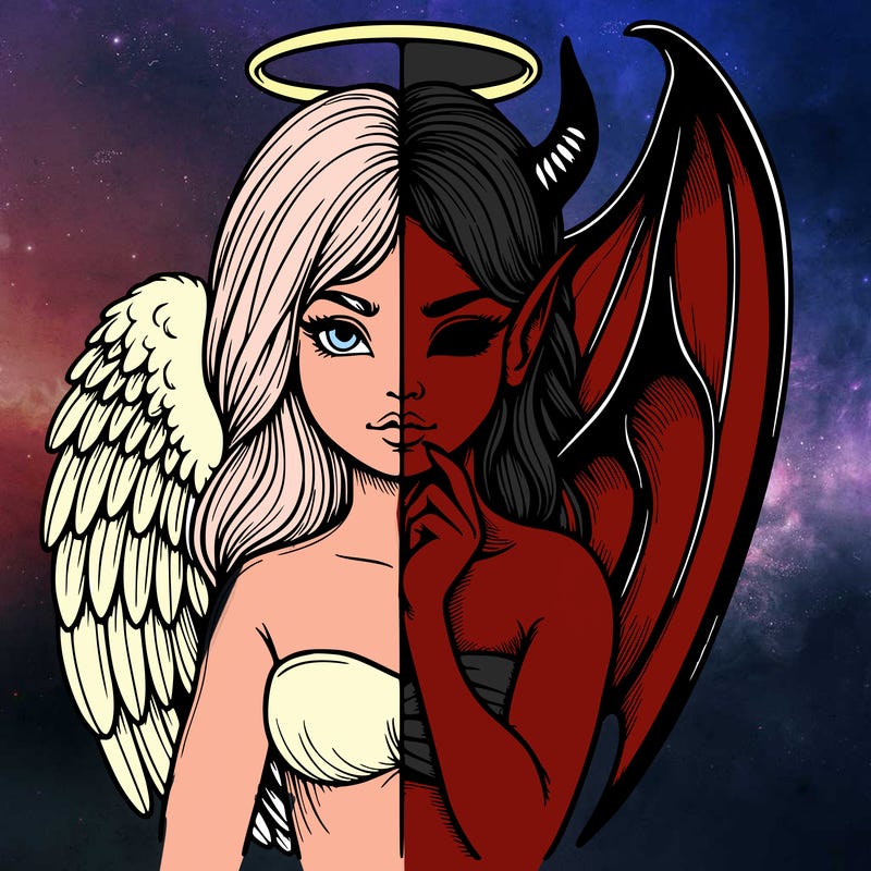 realistic angel half demon