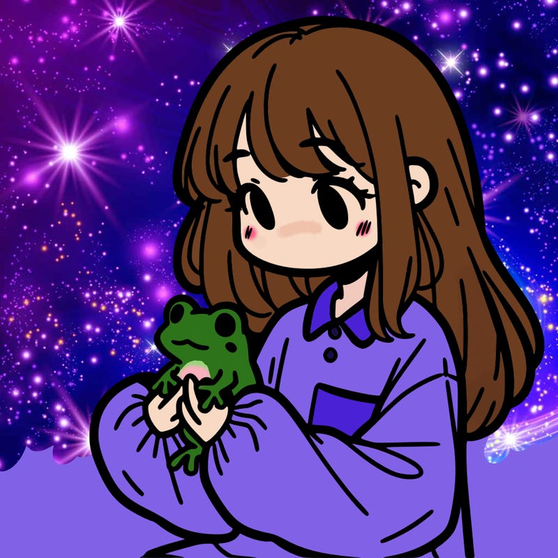 girl with long hair and a oversized shirt. and she is holding a frog