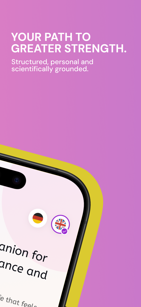 Spring for more healthy years - Smartphone screen with the headline Your path to greater strength in the Spring longevity app