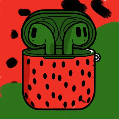 airpods in strawberry case