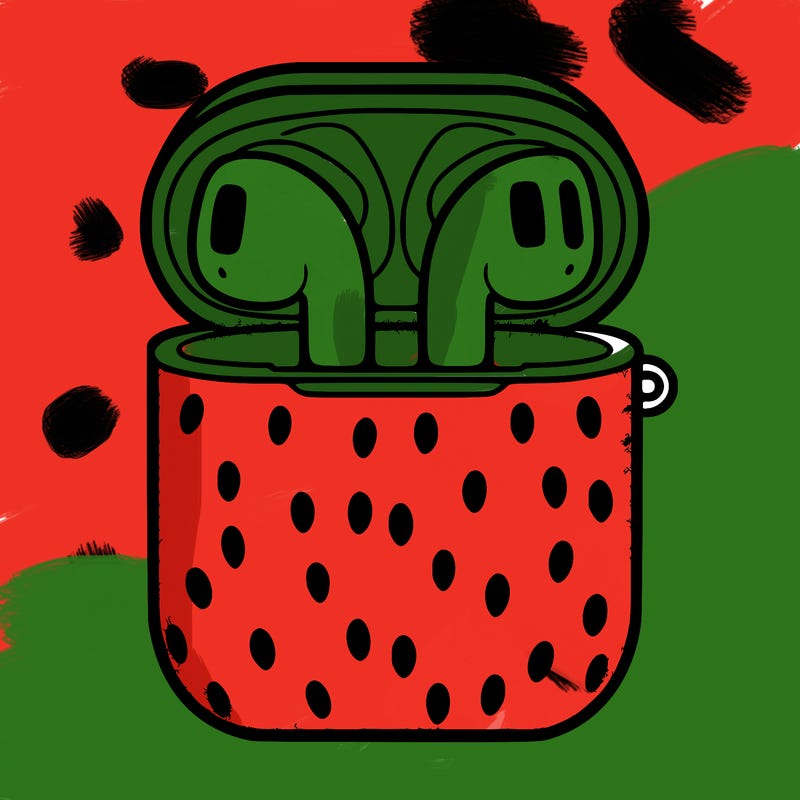 airpods in strawberry case