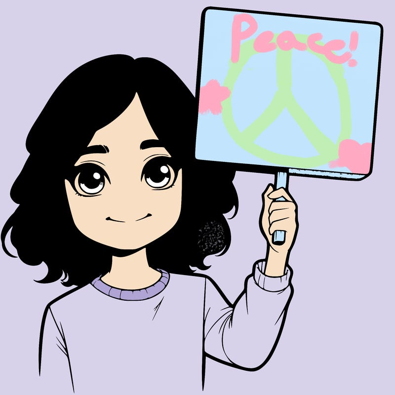 realistic girl holding up a sign