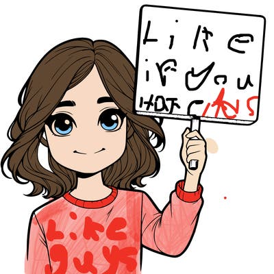 realistic girl holding up a sign