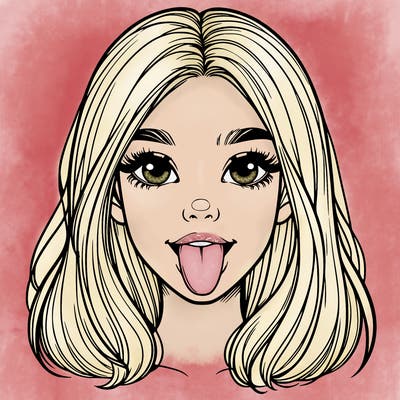 realistic girl with her tongue out