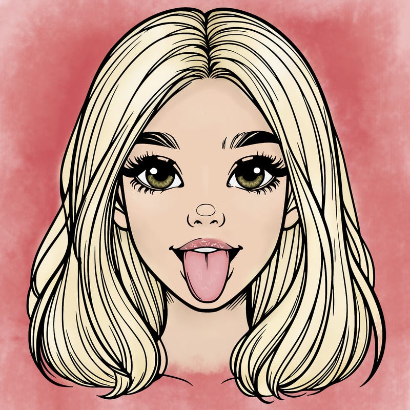 realistic girl with her tongue out