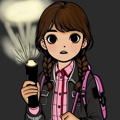 realistic girl with flashlight