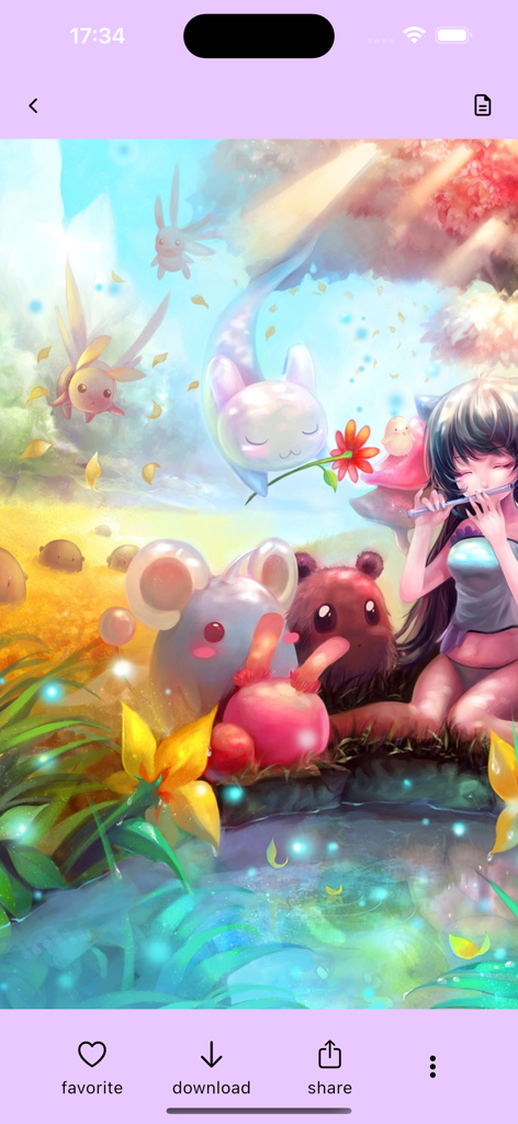 Aesthetic - Kawaii Wallpapers! - Garota de anime estética tocando flauta com criaturas mágicas fofas em uma floresta caprichosa