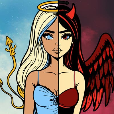 devil vs angel realistic girl