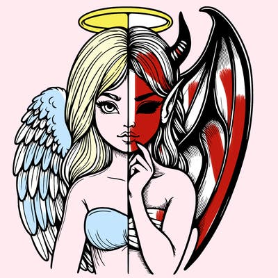 realistic angel half demon