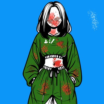 realistic girl faceless with baggy pants and a crop top