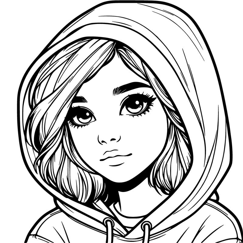 realistic girl with hoodie