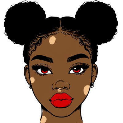 realistic black woman with two buns