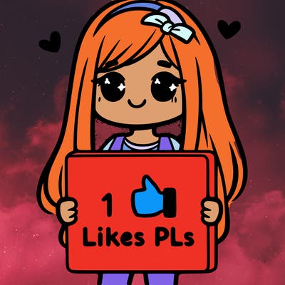 girl holding a sign saying 10 likes pls