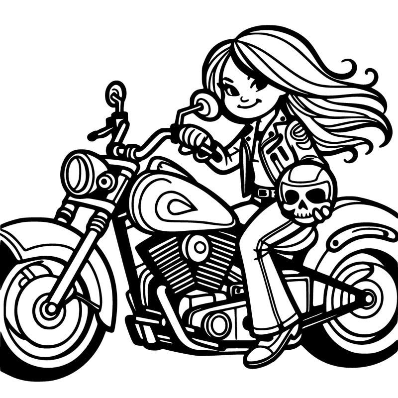 biker chick with motercycle