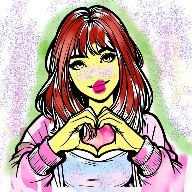 realistic girl making a heart with her hands🫶