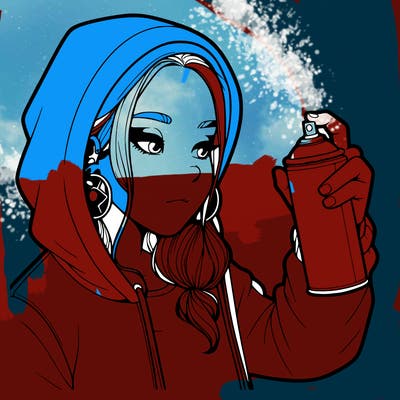 a realistic girl, spray painting