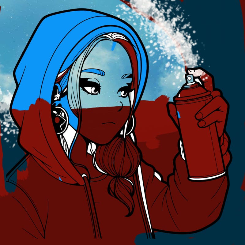 a realistic girl, spray painting