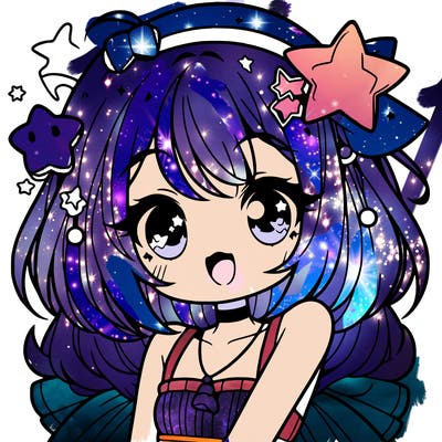 cute anime girl with star accessories