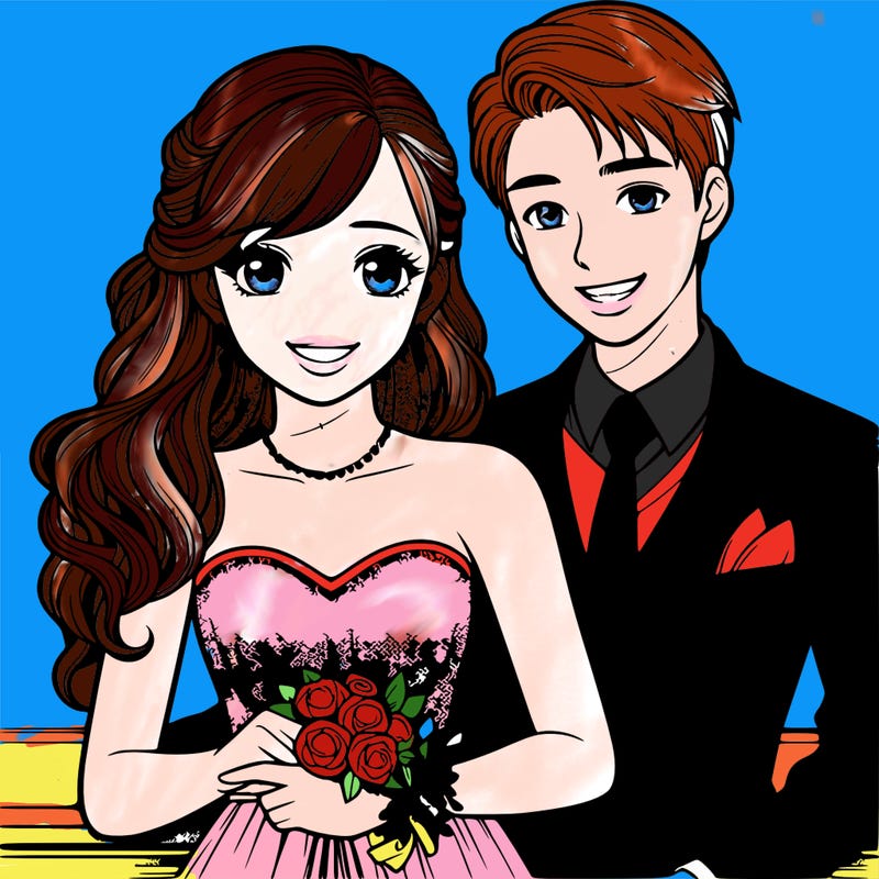 a realistic girl and boy at prom