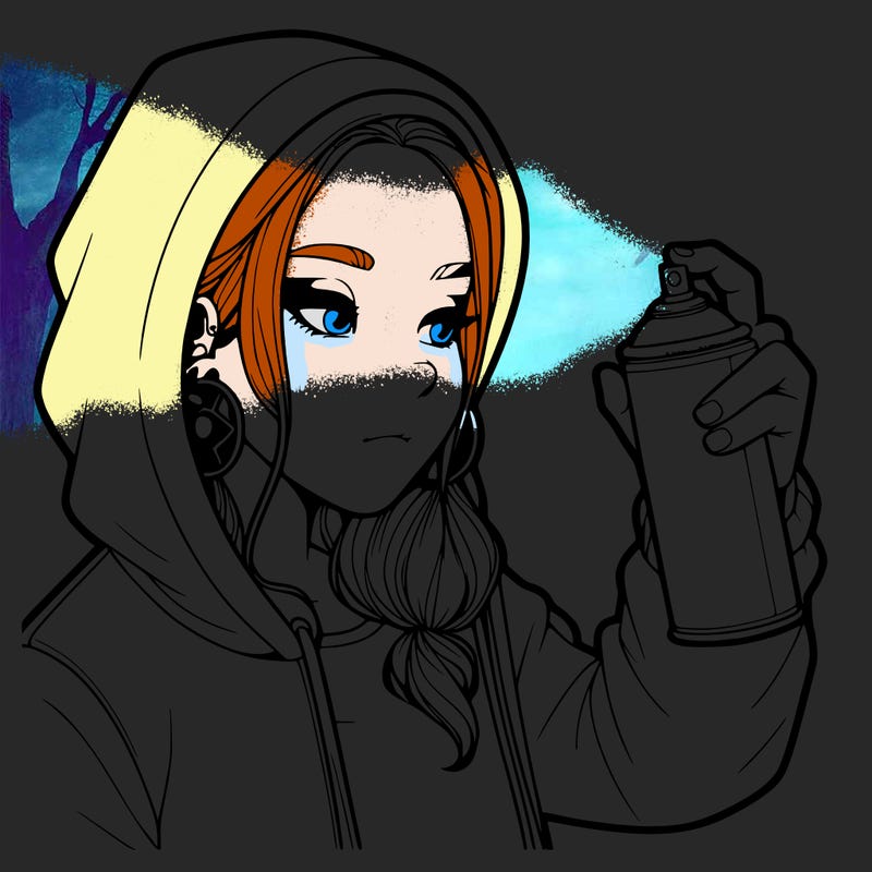 a realistic girl, spray painting