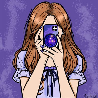 a realistic girl holding her phone taking pictures