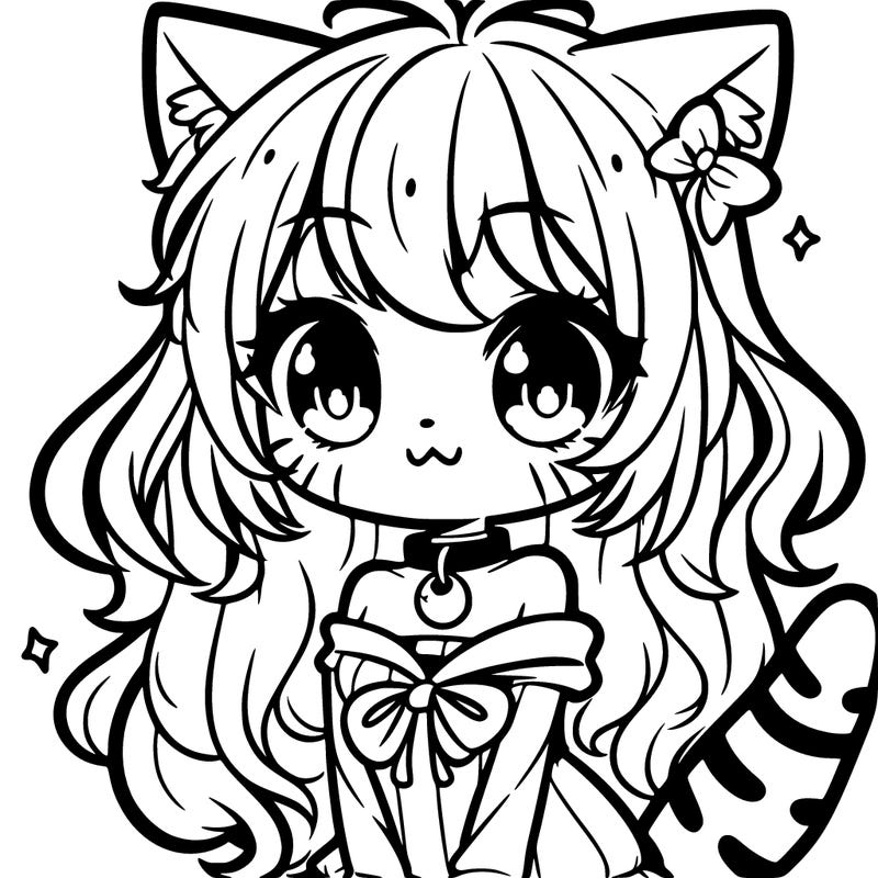cute anime girl cat