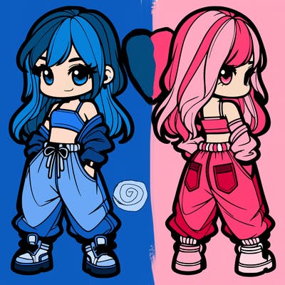 girl in crop top and baggy pants