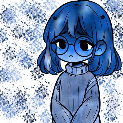 sad girl with glasses in a sweater